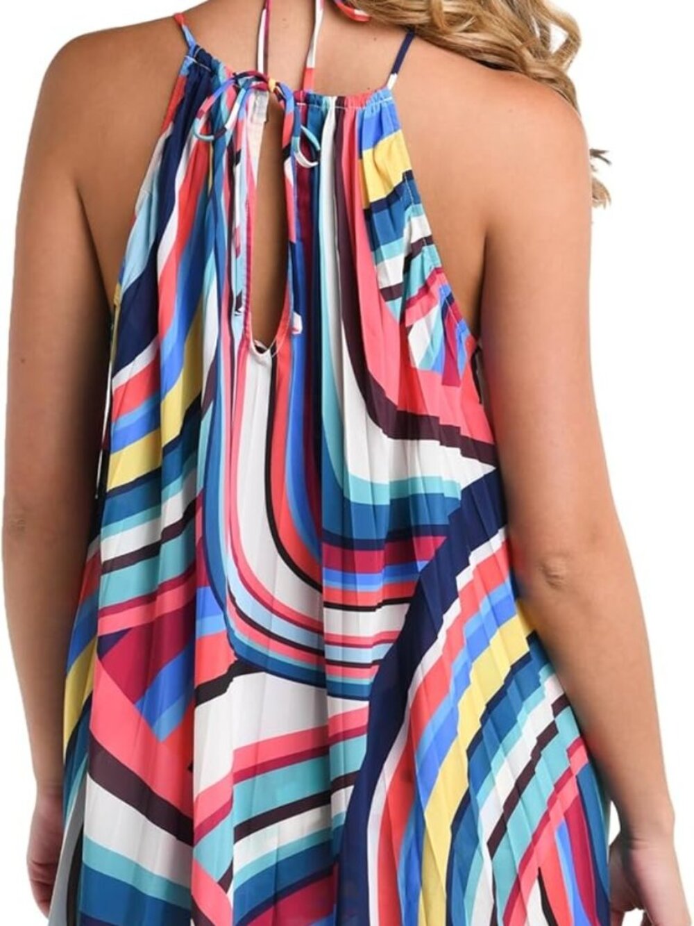 Slice of Paradise Pleated Trapeze Dress Multicolor - Picture 3 of 4